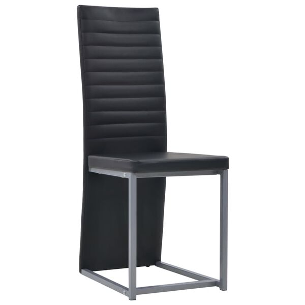 vidaXL Valg. baldų komp., 5d., juod. sp., dirbt. oda, plien. ir stikl.