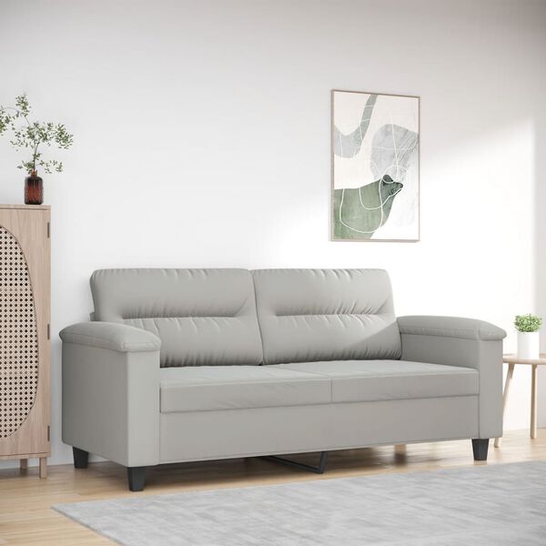 vidaXL Dvivietė sofa, &scaron;viesiai pilka, 140cm, mikropluo&scaron;to audinys