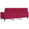 vidaXL Trivietė sofa, raudonojo vyno spalvos, 180cm, aksomas