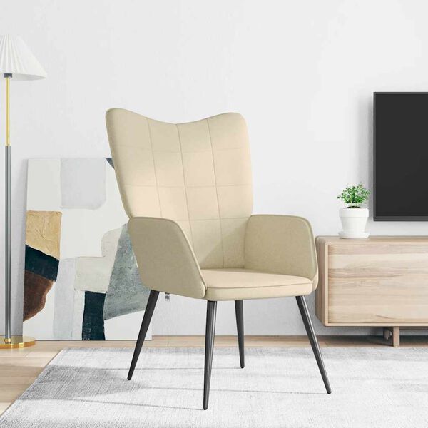 vidaXL Poilsio kėdė, kreminės spalvos, audinys