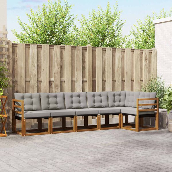 vidaXL Lauko sofos komplektas 6 pcs Natūrali ir &scaron;viesiai pilka