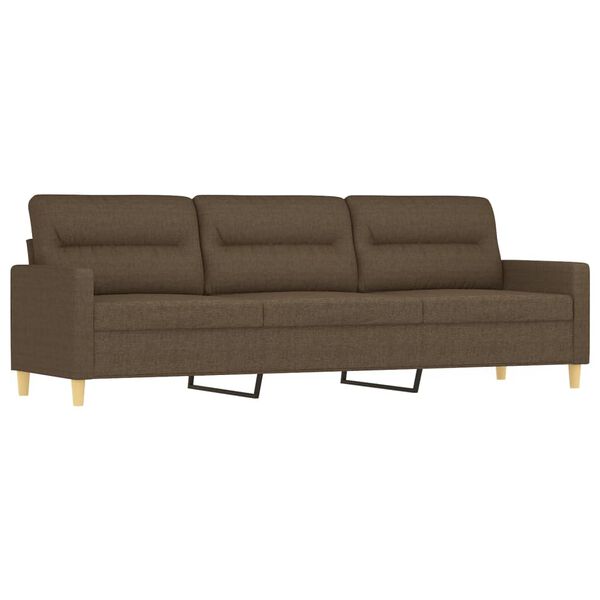 vidaXL Trivietė sofa su pakoja, rudos spalvos, 210cm, audinys