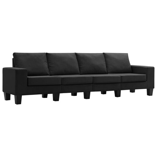 vidaXL Keturvietė sofa, juodos spalvos, audinys
