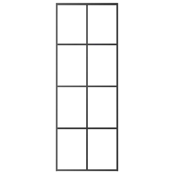 vidaXL Stumdomos durys, juodos, 76x205cm, ESG stiklas ir aliuminis