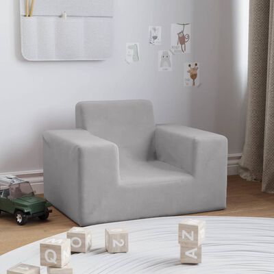 vidaXL Vaikiška sofa, šviesiai pilkos spalvos, minkštas pliušas