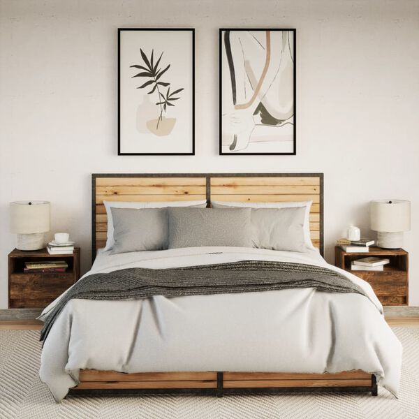 vidaXL Sieninės naktinės spintelės su LED, 2vnt., dūminio ąžuolo