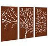 vidaXL Sodo sienos dekoracija, 3 dalių, 105x55cm, corten plienas
