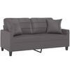vidaXL Dvivietė sofa su pagalvėlėmis, pilka, 140cm, dirbtinė oda
