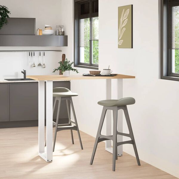 vidaXL Baro stalo kojos, U formos, 2 vnt., baltos, 50x(110-111) cm, plienas