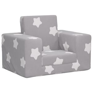 vidaXL Vaiki&scaron;ka sofa-lova, pilka, mink&scaron;tas pliu&scaron;as, su žvaigždėmis