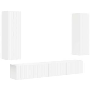 vidaXL TV spintelių komplektas 3 pcs Balta Apdirbta mediena