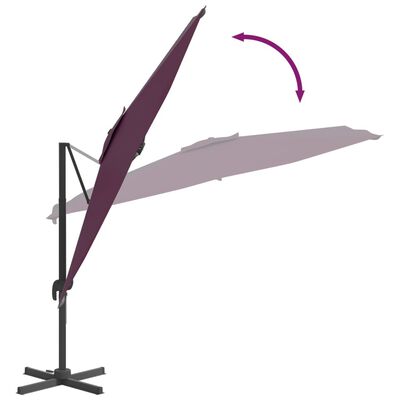 vidaXL Gembės formos skėtis su LED, tamsiai raudonas, 400x300cm