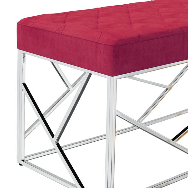 vidaXL Suoliukas, vyno raudonas, 97cm, aksomas ir nerūdijantis plienas