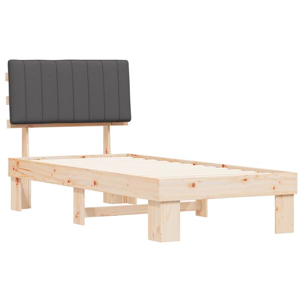 vidaXL Lovo rėmas su apmuštu galvūgaliu Tamsiai pilka 90 x 200 cm