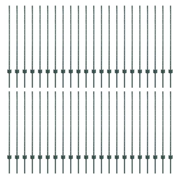 vidaXL Tvorelių stulpai 44 pcs Žalia 160 cm Plienas