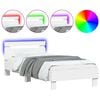 vidaXL Lovos rėmas su galvūgaliu ir LED lemputėmis, baltas, 75x190cm