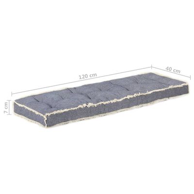 vidaXL Pagalvė sofai iš palečių, mėlynos spalvos, 120x40x7cm