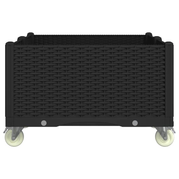 vidaXL Sodo lovelis su ratukais, juodos spalvos, 100x80x54cm, PP