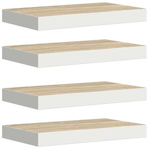 vidaXL Pakabinamos lentynos, 4vnt., ąžuolo/baltos, 40x23x3,8cm, MDF