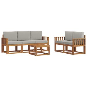vidaXL Lauko sofos komplektas 6 pcs Natūrali ir &scaron;viesiai pilka