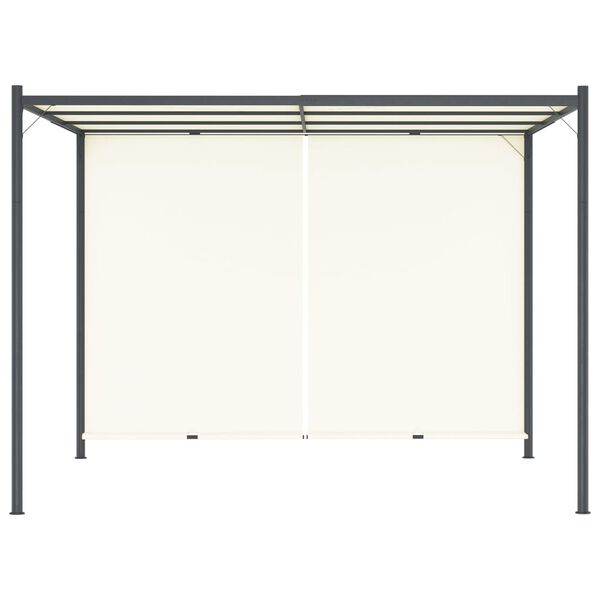 vidaXL Pergolė su reguliuojamu stogu, kreminė balta, 3x3m, plienas