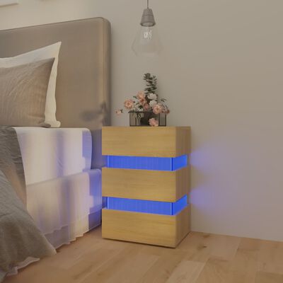 vidaXL Naktinė spintelė su LED apšvietimu, ąžuolo, 45x35x67cm, mediena