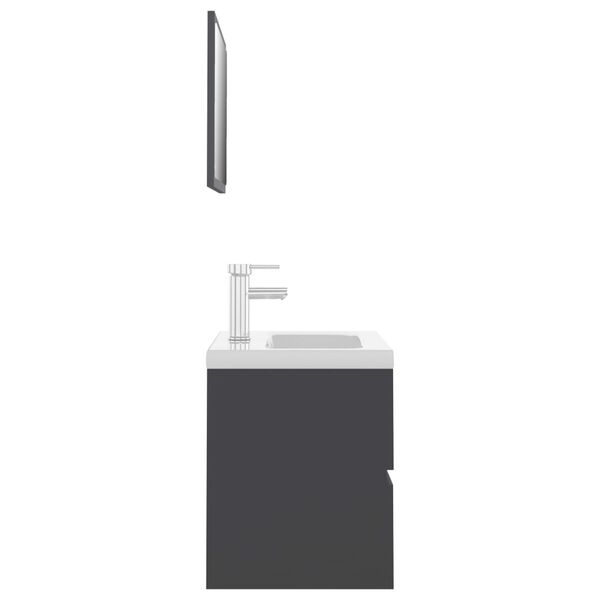 vidaXL Vonios kambario baldų komplektas, pilkos spalvos, MDP