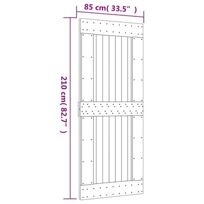 vidaXL Stumdomos durys su įrangos rinkiniu, 85x210cm, pušies masyvas
