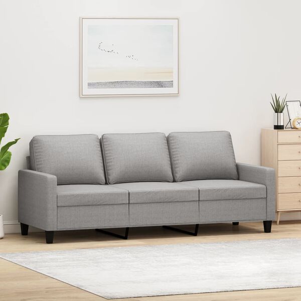 vidaXL Trivietė sofa, &scaron;viesiai pilkos spalvos, 180cm, audinys