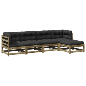 vidaXL Sodo komplektas su pagalvėlėmis, 5 dalių, impregnuota pu&scaron;is