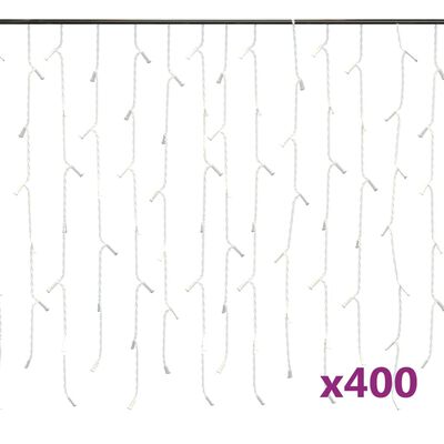 vidaXL LED girlianda varvekliai, 10m, 400 šaltų baltų LED, 8 funkcijos