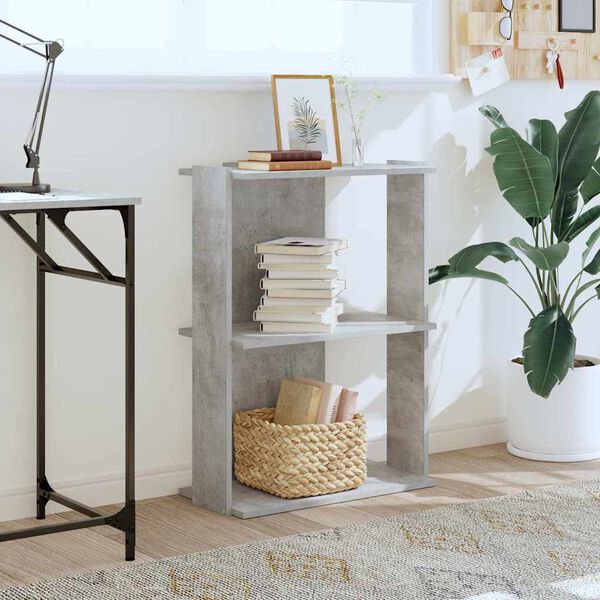 vidaXL Knygų spinta, 3 aukštų, betono, 60x30x80cm, apdirbta mediena