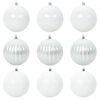 vidaXL Kalėdinis Kamuoliukų Rinkinys XL 9 vnt. Balta &Oslash; 15 cm Plastmasė