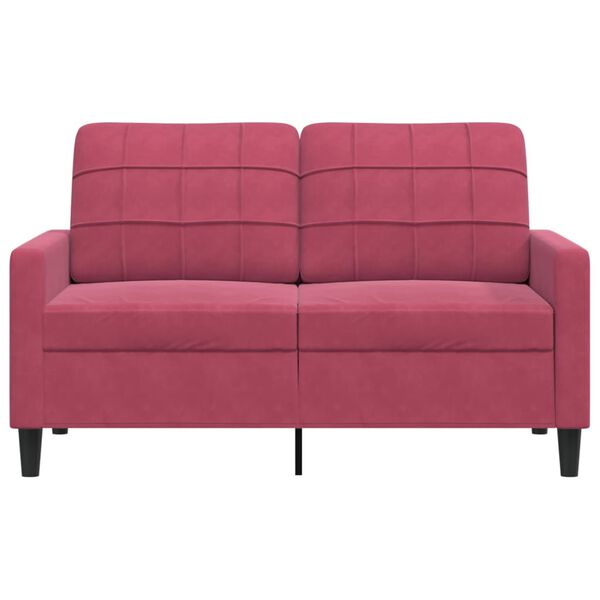 vidaXL Dvivietė sofa, raudonojo vyno spalvos, 120cm, aksomas