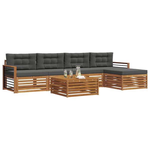 vidaXL Lauko sofos komplektas su pagalve 6 pcs Natūralus ir antracitas