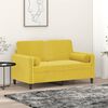 vidaXL Dvivietė sofa su pagalvėlėmis, geltonos spalvos, 120cm, aksomas