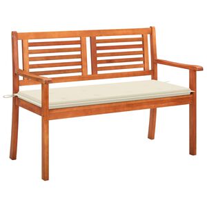 vidaXL Dvivietis sodo suoliukas su pagalvėle, 120cm, eukalipto masyvas