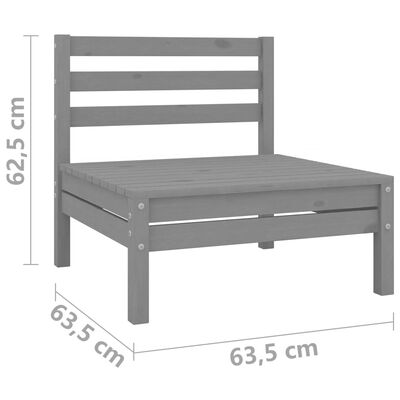 vidaXL Dvivietė sodo sofa, pilka, pušies medienos masyvas (806589)