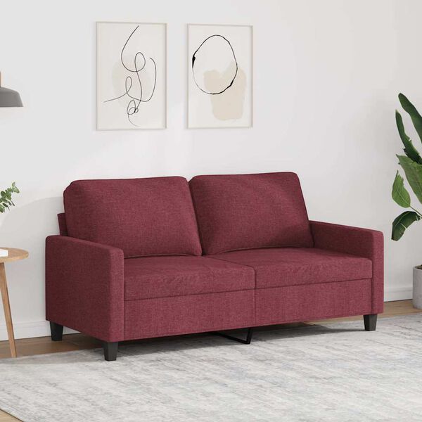 vidaXL Dvivietė sofa, raudonojo vyno spalvos, 140cm, audinys