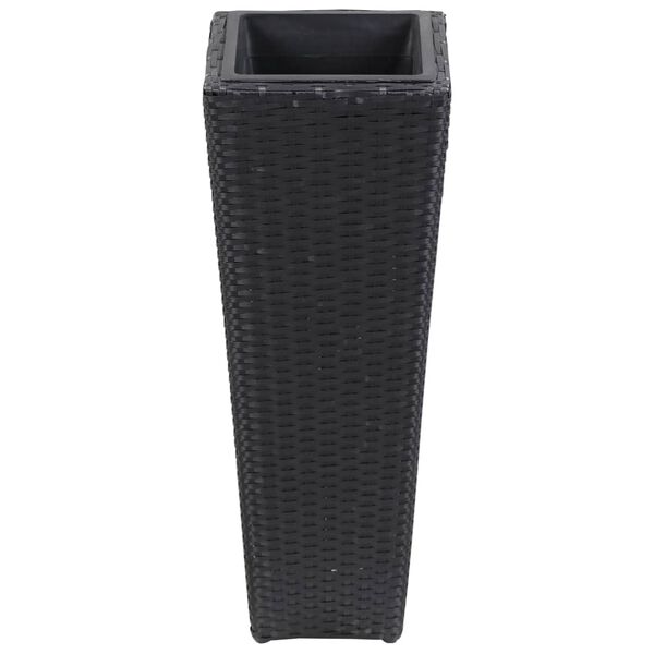 vidaXL Sodo vazonas, juodas, 30x30x80cm, poliratanas, aukštas