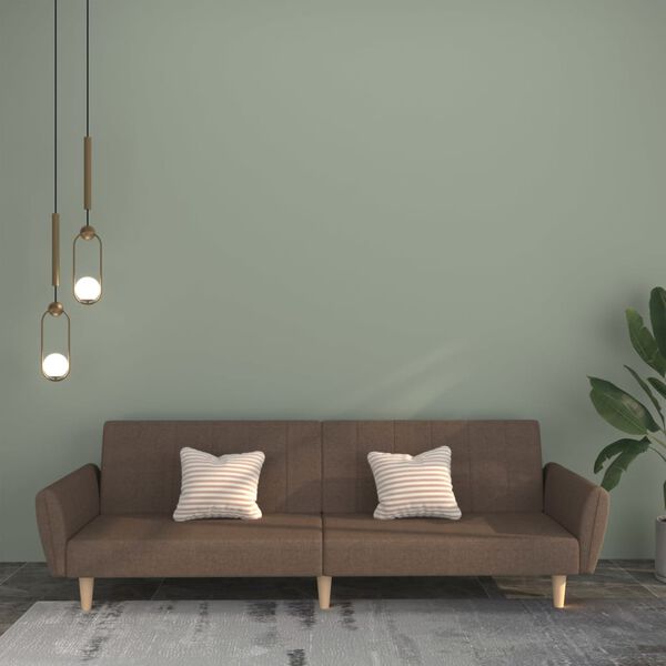 vidaXL Dvivietė sofa-lova, taupe spalvos, audinys