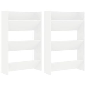 vidaXL Sieninės spintelės batams, 2vnt., baltos, 60x18x90cm, MDP