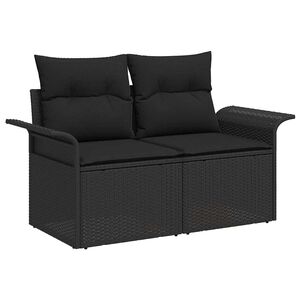 vidaXL Sodo Sofų Rinkinys su saugykla 7 pcs Juoda poliratanas