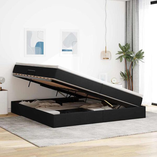 vidaXL Lova su daiktų laikymo vieta ir čiužiniu Juoda 200 x 200 cm