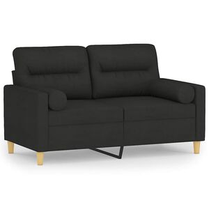 vidaXL Dvivietė sofa su pagalvėlėmis, juodos spalvos, 120cm, audinys