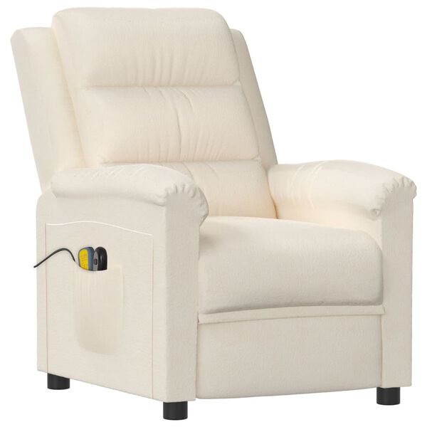 vidaXL Elektrinis masažinis krėslas, kreminės spalvos, aksomas