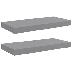 vidaXL Pakabinamos sieninės lentynos, 2vnt., pilkos, 50x23,5x3,8cm, MDF