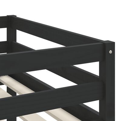 vidaXL Aukšta vaikiška lova su kopėčiomis, juoda, 90x190cm, pušis