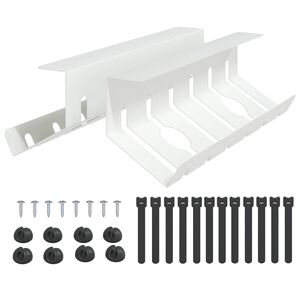 vidaXL Laidų tvarkymo dėžutė po stalu 2 vnt. Balta 44 x 11,5 x 13,5 cm
