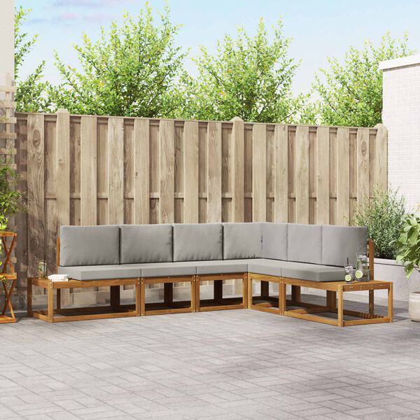 vidaXL Lauko sofos komplektas 6 Vienetas Natūrali ir &scaron;viesiai pilka